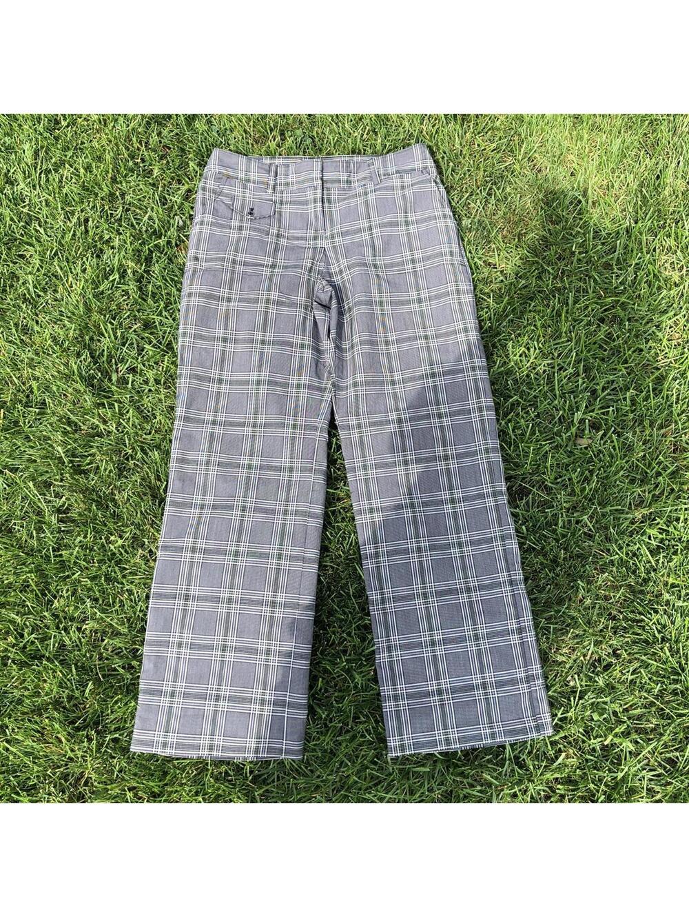 IZOD Gray, Green, Black, and White Plaid Straight Leg Pants